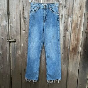 Zara baggy high rise jeans fringe hem.Size 4.